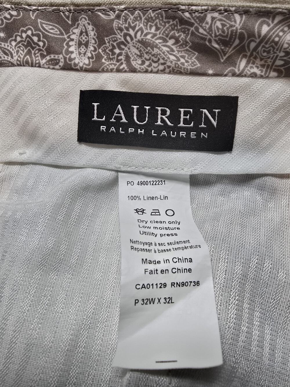 Ralph Lauren Black Label Tan Slim Linen Trousers Pants Men's 32" X 32" business